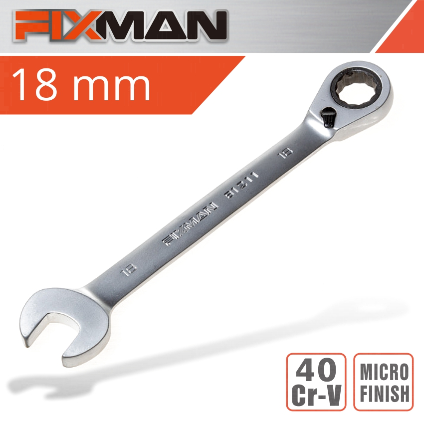 (image for) Fixman Reversible Combination Ratcheting Wrench 18mm