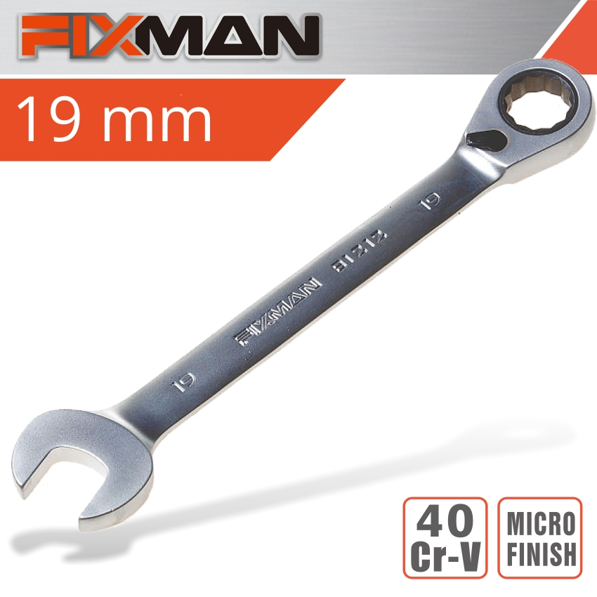 (image for) Fixman Reversible Combination Ratcheting Wrench 19mm