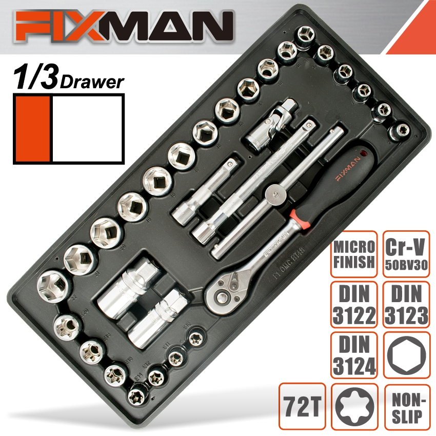 (image for) Fixman 31-pc 3/8'dr.sockets & Accessories