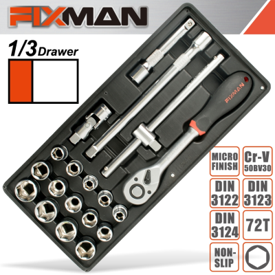 (image for) Fixman 19-pc 1/2' Dr.sockets & Accessories