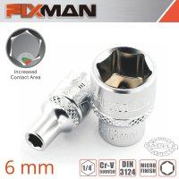 (image for) Fixman 1/4' Drive Hex Socket 6mm