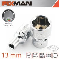 (image for) Fixman 1/4' Drive Hex Socket 13mm