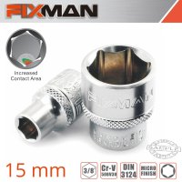 Fixman 3/8' Drive Hex Socket 15mm (image for) Fixman 3/8' Drive Hex Socket 15mm