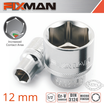 (image for) Fixman 1/2' Drive Hex Socket 12mm X 21.8mm