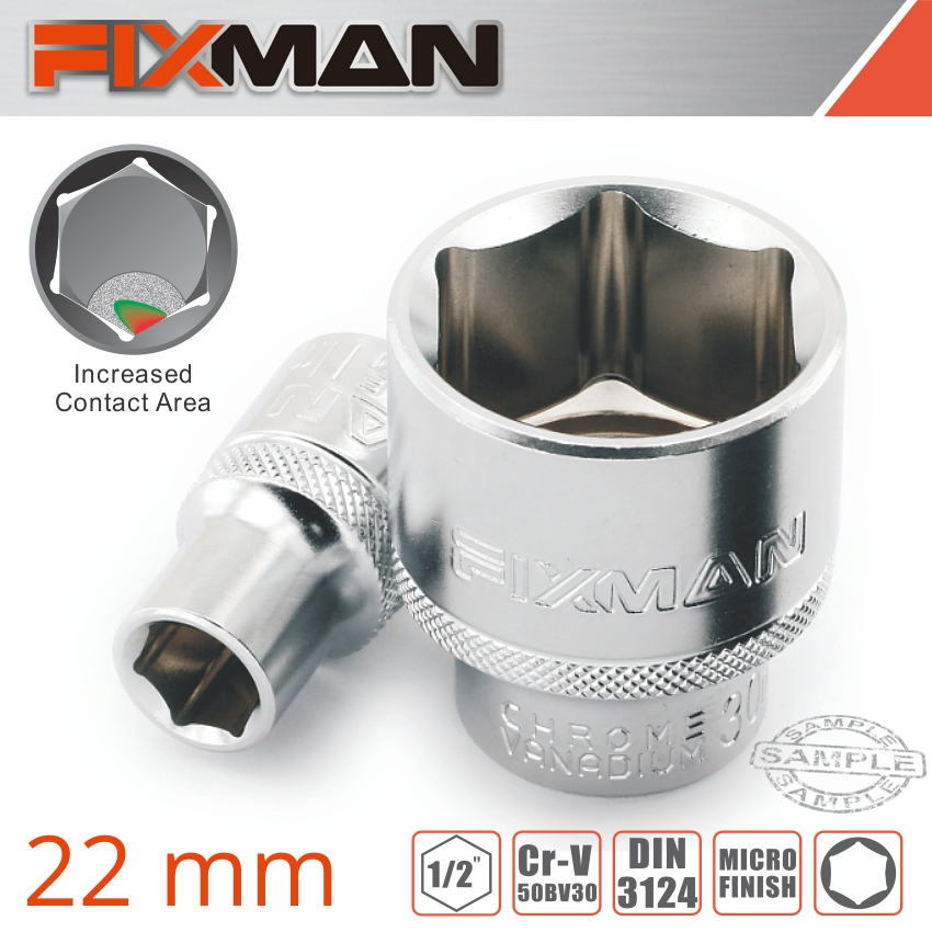 (image for) Fixman 1/2' Drive Hex Socket 22mm X 29.8mm
