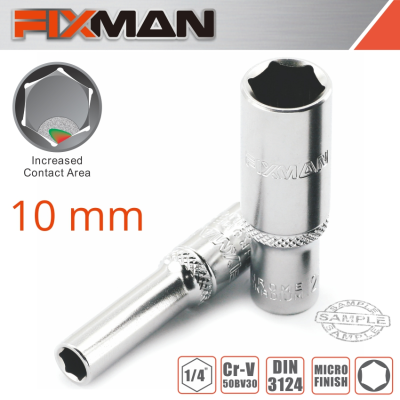 (image for) Fixman 10mm 1/4 Inch Drive Metric Deep Socket