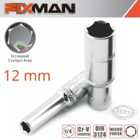 (image for) Fixman 1/4' Dr Deep Socket 12mm