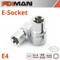 Fixman 1/4' Drive E-socket 6 Point E4 (image for) Fixman 1/4' Drive E-socket 6 Point E4