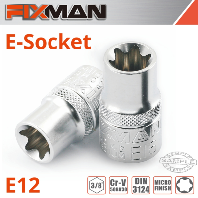 (image for) Fixman 3/8' Drive E-socket 6 Point E12
