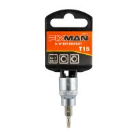 Fixman 3/8' Dr.bit Socket T15 Torx (image for) Fixman 3/8' Dr.bit Socket T15 Torx