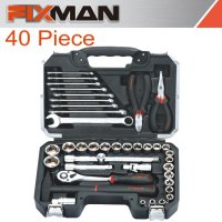Fixman Socket Tool Set 40pc 1/2' Drive (image for) Fixman Socket Tool Set 40pc 1/2' Drive