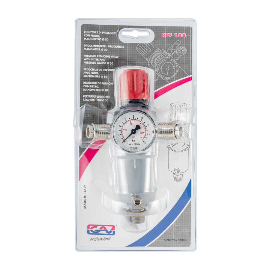 (image for) GAV RPF188R-1 Pressure Reducing Valve & Filter 1/2' with Universal Couplers