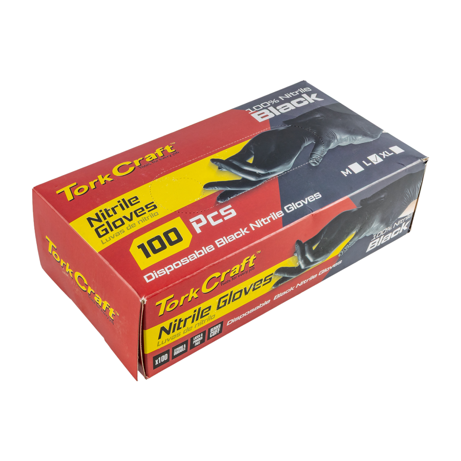 (image for) Nitrile Glove L/duty Large Black 100pc T/box