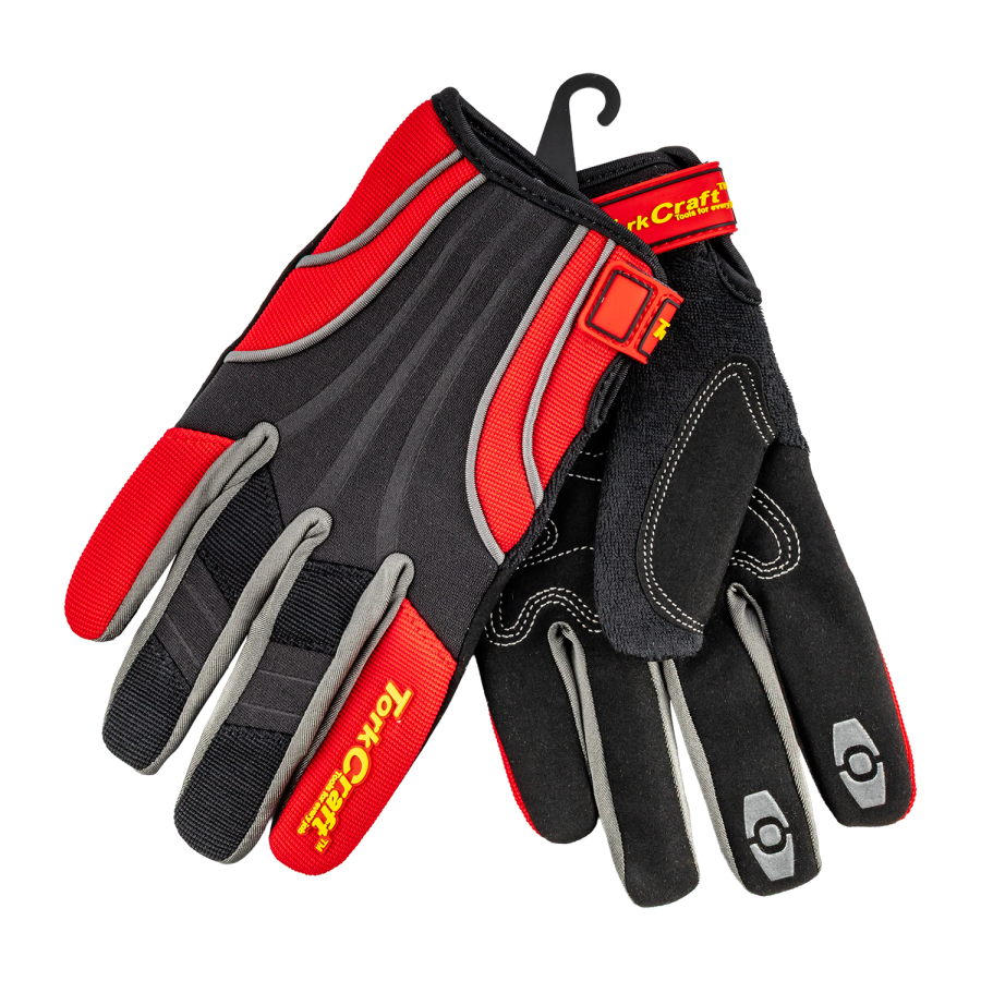 (image for) Mechanics Glove 2x Large Synthetic Leather Reinforced Palm Spandex Red