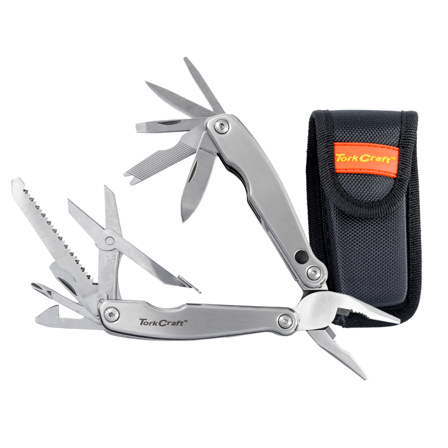 (image for) Multitool Silver Mini With Led Light With Nylon Pouch In Blister