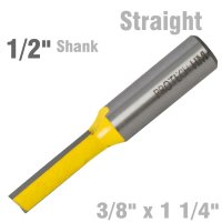 (image for) Straight Bit 3/8'(9.5mm) X 1 1/4'(31.8mm) Cut 2 Flute With Bottom Cut