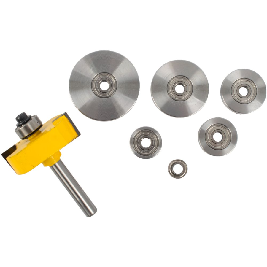 (image for) Rabbeting Bit 1 1/2' X 1/16' Depth 9/16' 1/4'shank X 7 Bearings