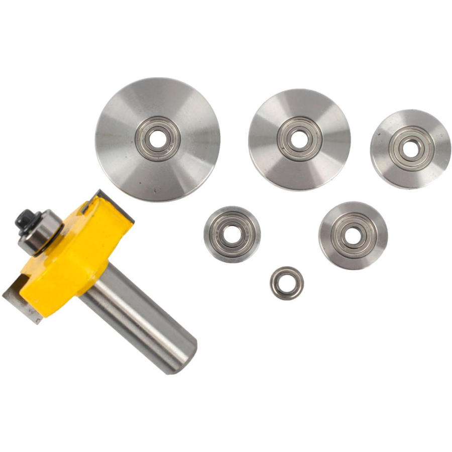 (image for) Rabbeting Bit 1 1/2' X 1/16' Depth 9/16' 1/2'shank X 7 Bearings