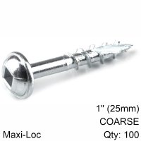 (image for) Kreg Zinc Pocket Hole Screws 25mm 1.00' #8 Coarse Thread Mx Loc 100ct