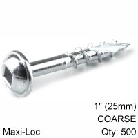 (image for) Kreg Zinc Pocket Hole Screws 25mm 1.00' #8 Coarse Thread Mx Loc 500ct