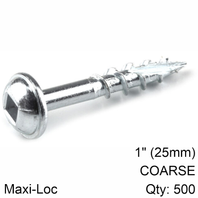 (image for) Kreg Zinc Pocket Hole Screws 25mm 1.00' #8 Coarse Thread Mx Loc 500ct