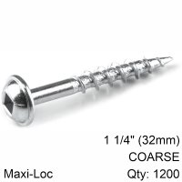(image for) Kreg Zinc Pocket Hole Screws 32mm 1.25' #8 Coarse Thread Mx Loc 1200ct