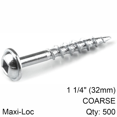 (image for) Kreg Zinc Pocket Hole Screws 32mm 1.25' #8 Coarse Thread Mx Loc 500ct