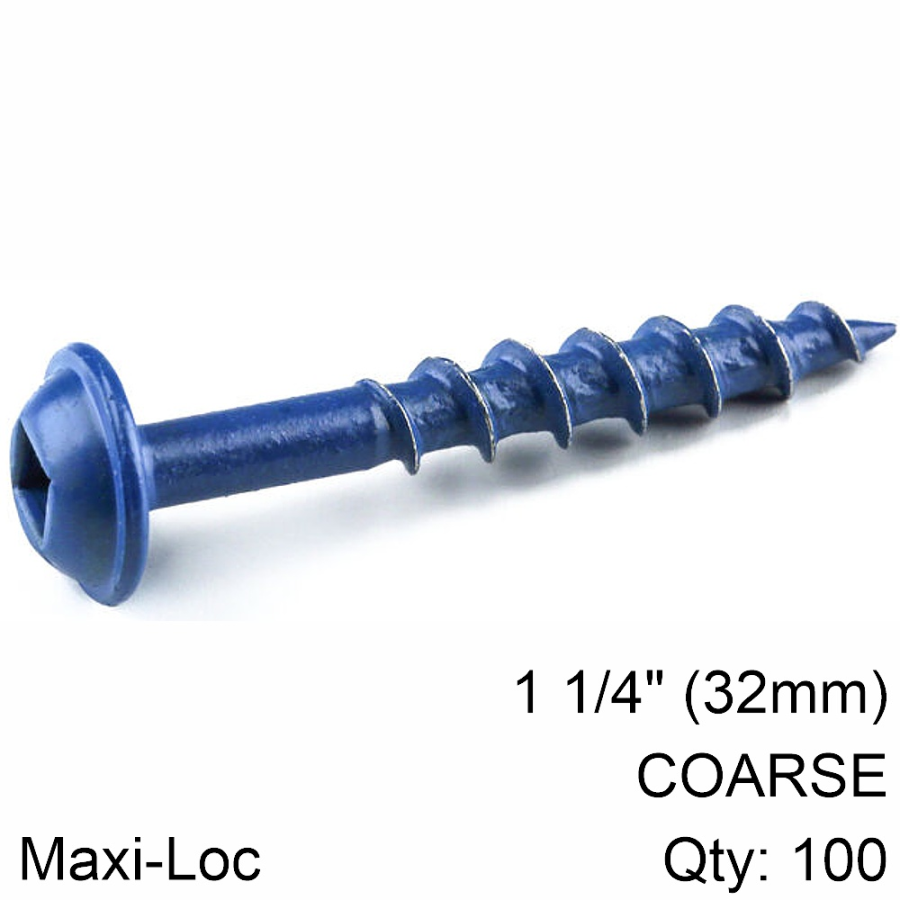 (image for) Kreg Blue Kote Pocket Hole Screws 32mm 1.25' #8 Coarse Thread Mx Loc 1
