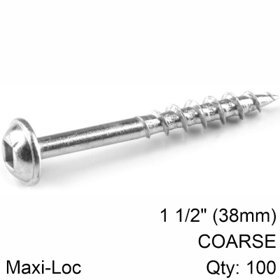 (image for) Kreg Zinc Pocket Hole Screws 38mm 1.50' #8 Coarse Thread Mx Loc 100ct