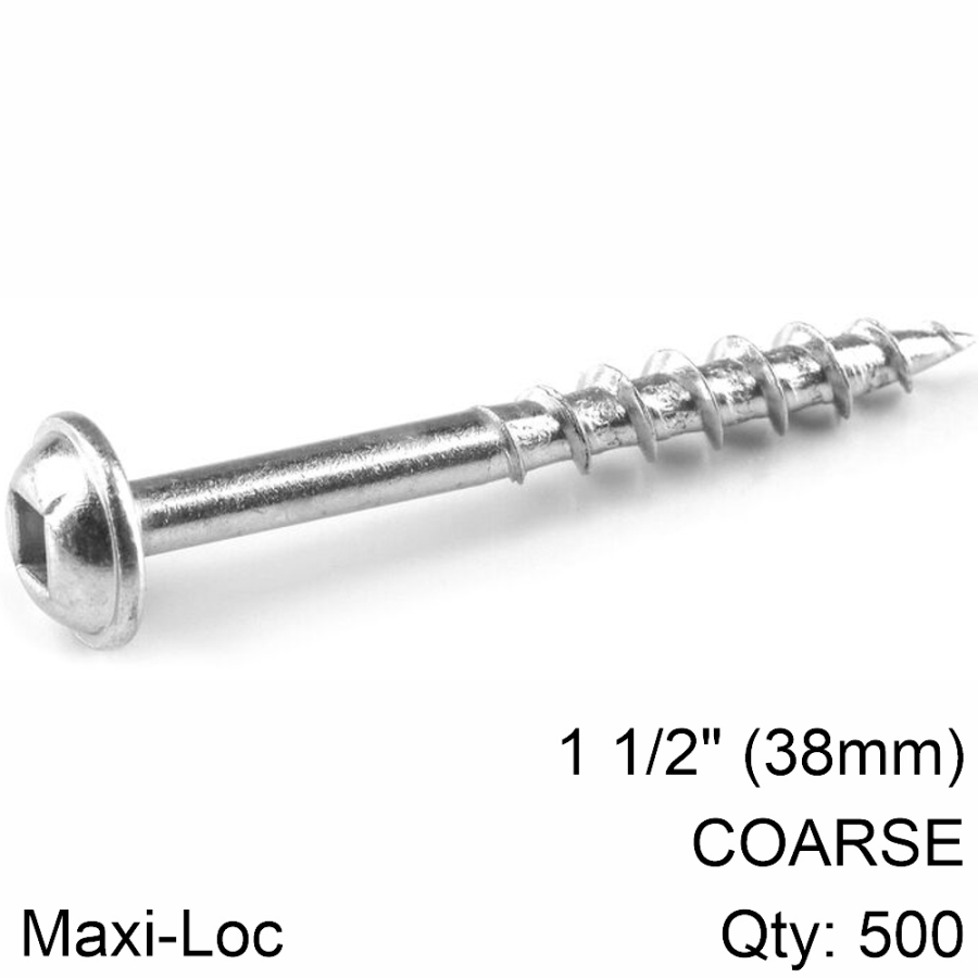 (image for) Kreg Zinc Pocket Hole Screws 38mm 1.50' #8 Coarse Thread Mx Loc 500ct