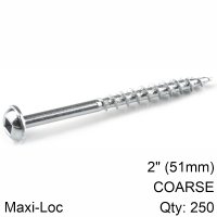 (image for) Kreg Zinc Pocket Hole Screws 51mm 2.00' #8 Coarse Thread Mx Loc 250ct
