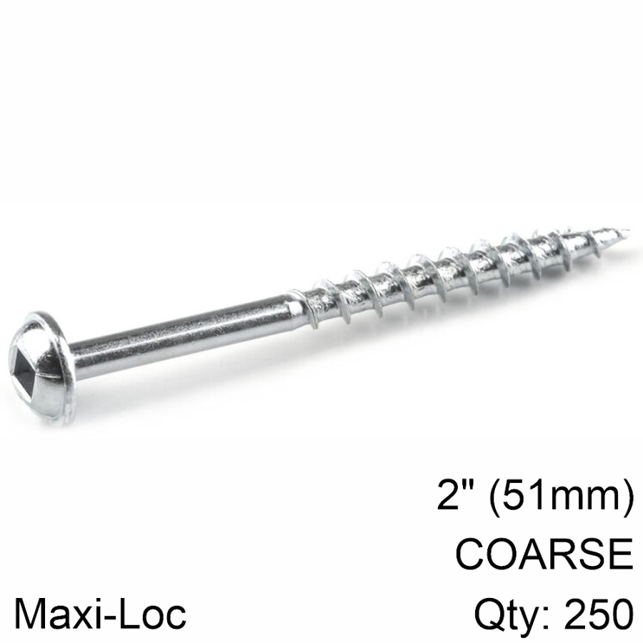 (image for) Kreg Zinc Pocket Hole Screws 51mm 2.00' #8 Coarse Thread Mx Loc 250ct