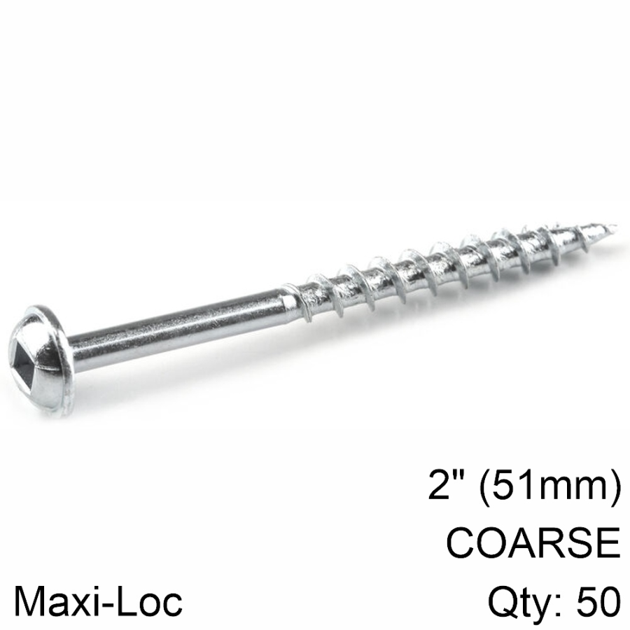(image for) Kreg Zinc Pocket Hole Screws 51mm 2.00' #8 Coarse Thread Mx Loc 50ct