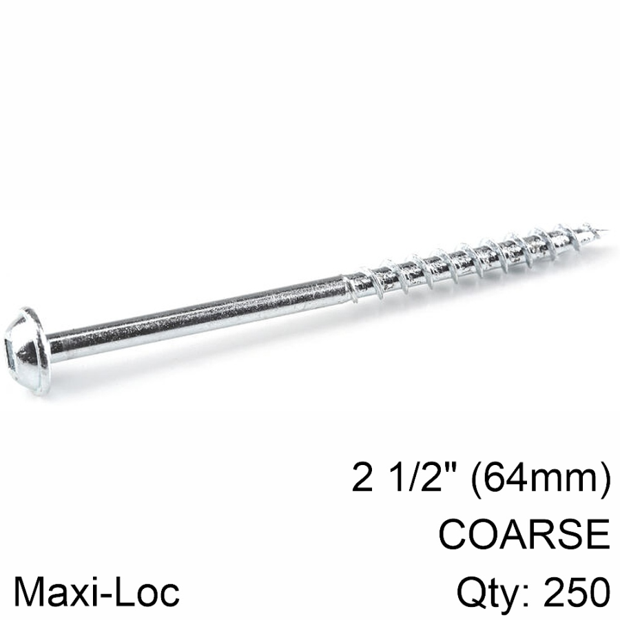 (image for) Kreg Zinc Pocket Hole Screws 64mm 2.50' #8 Coarse Thread Mx Loc 250ct