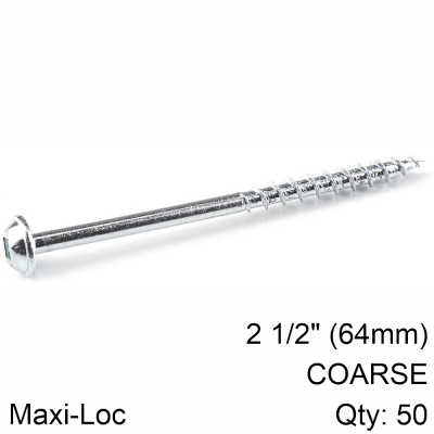 (image for) Kreg Zinc Pocket Hole Screws 64mm 2.50' #8 Coarse Thread Mx Loc 50ct