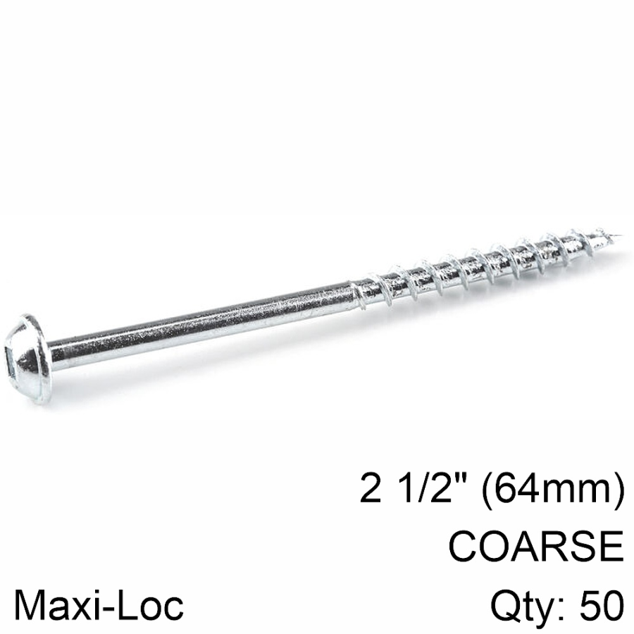 (image for) Kreg Zinc Pocket Hole Screws 64mm 2.50' #8 Coarse Thread Mx Loc 50ct