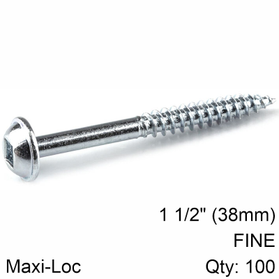 (image for) Kreg Zinc Pocket Hole Screws 38mm 1.50' #7 Fine Thread Mx Loc 100ct