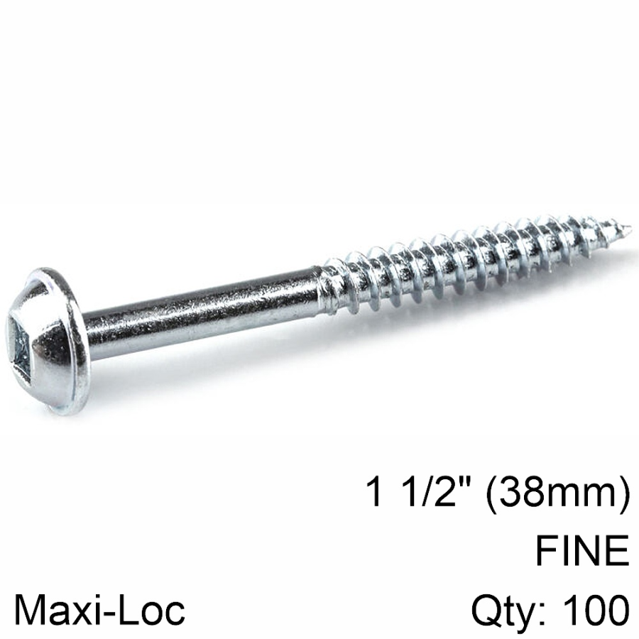(image for) Kreg Zinc Pocket Hole Screws 38mm 1.50' #7 Fine Thread Mx Loc 100ct