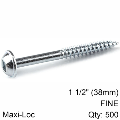 (image for) Kreg Zinc Pocket Hole Screws 38mm 1.50' #7 Fine Thread Mx Loc 500ct