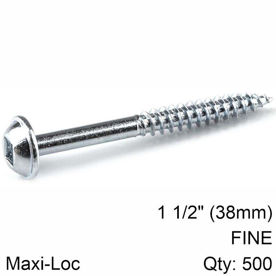 (image for) Kreg Zinc Pocket Hole Screws 38mm 1.50' #7 Fine Thread Mx Loc 500ct