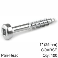 (image for) Kreg Zinc Pocket Hole Screws 25mm 1.00' #7 Coarse Thread Pan Head 100c