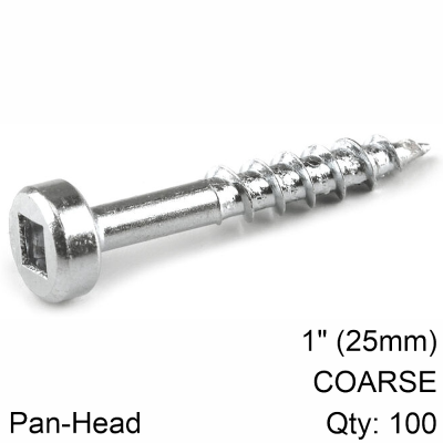 (image for) Kreg Zinc Pocket Hole Screws 25mm 1.00' #7 Coarse Thread Pan Head 100c