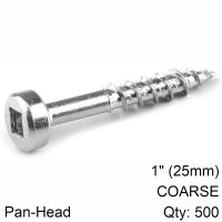 (image for) Kreg Zinc Pocket Hole Screws 25mm 1.00' #7 Coarse Thread Pan Head 500c