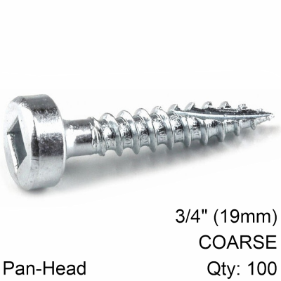 (image for) Kreg Zinc Pocket Hole Screws 19mm 0.75' #6 Fine Thread Pan Head 100ct