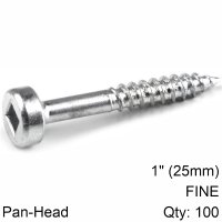 (image for) Kreg Zinc Pocket Hole Screws 25mm 1.00' #6 Fine Thread Pan Head 100ct