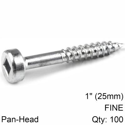 (image for) Kreg Zinc Pocket Hole Screws 25mm 1.00' #6 Fine Thread Pan Head 100ct