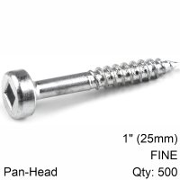 (image for) Kreg Zinc Pocket Hole Screws 25mm 1.00' #6 Fine Thread Pan Head 500ct