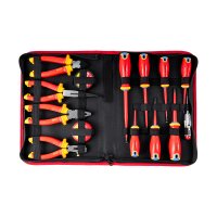 (image for) 14pc Screwdriver Ph Sl & Pliers Set Electricians Insulated Vde In Case