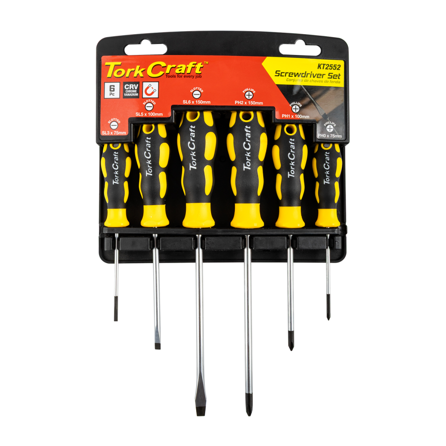 (image for) 6pc Screwdriver Set With Wall Mountable Rack Ph Sl