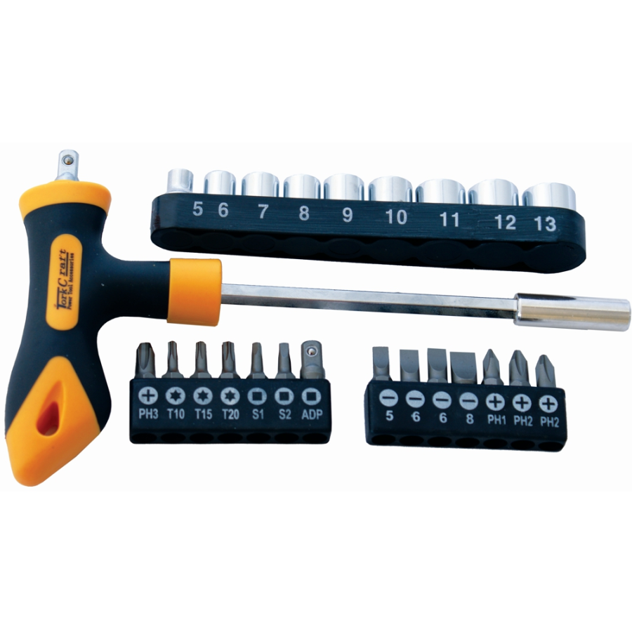 (image for) Screwdriver Bit & Socket Set 24 Pc T Bar